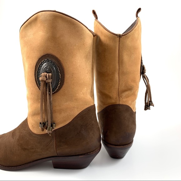 VTG DINGO brown suede cowgirl boots w/ tassels - Picture 7 of 13
